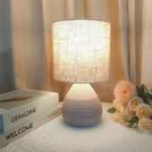 复古撞色台灯纹理陶瓷卧室小夜灯多色ins风简约家居桌面床头台灯