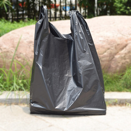 中大号手提塑料袋子黑色超厚背心袋海鲜鱼袋加厚垃圾袋马甲袋98个