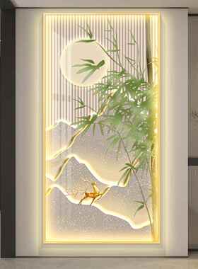 定做竹奢现报安带廊道灯轻入户玄装饰画平走过挂画壁画简约关代