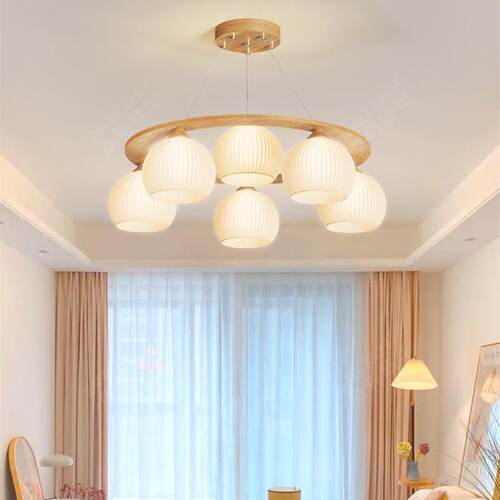 现代简约个性网红LED条纹客厅吧台书房餐厅走廊实木餐吊灯D6200B
