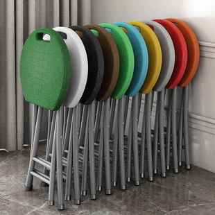 折叠凳子便携塑料小马扎加厚家用高凳简易圆凳户外小板凳折叠椅L^