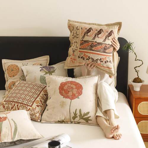 2025新款全棉纱布抱枕靠枕可拆洗腰枕客厅卧室汽车纯棉方枕套