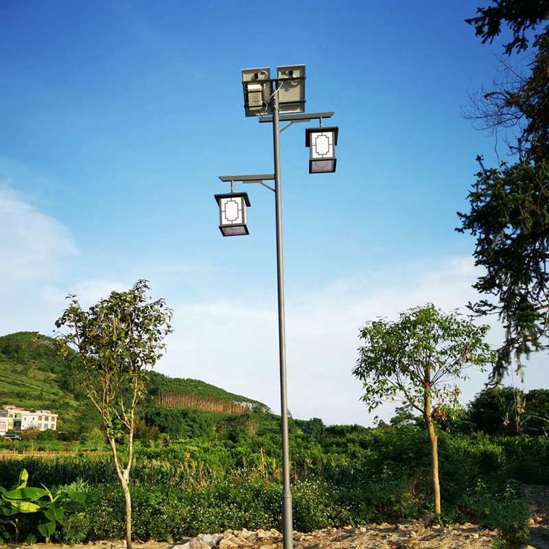 led太阳能新中式仿古庭院灯双头庭院户外景观灯小区路灯