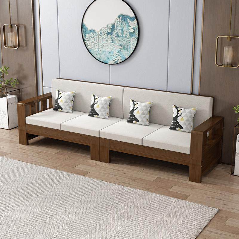 新中式实木沙发组合简约客厅冬夏两用纯木质家具经济小户型沙发