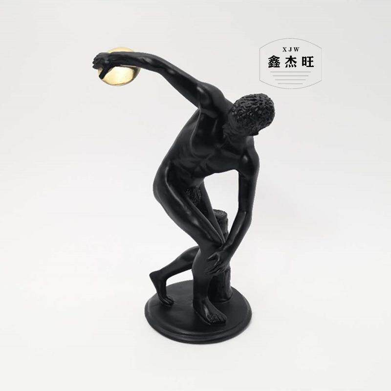 掷铁饼家者欧洲男人雕塑1摆件美式居动书房办公软装运员摆设装饰