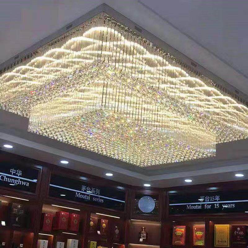 跨境现代简约别墅大堂客厅水晶灯酒店工程轻奢方形椭圆形水晶吊灯