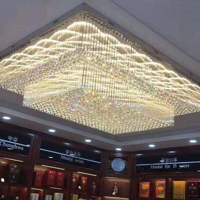 跨境现代简约别墅大堂客厅水晶灯酒店工程轻奢方形椭圆形水晶吊灯