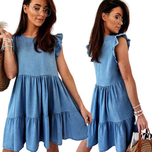 Mid size denim dress 中款牛仔连衣裙