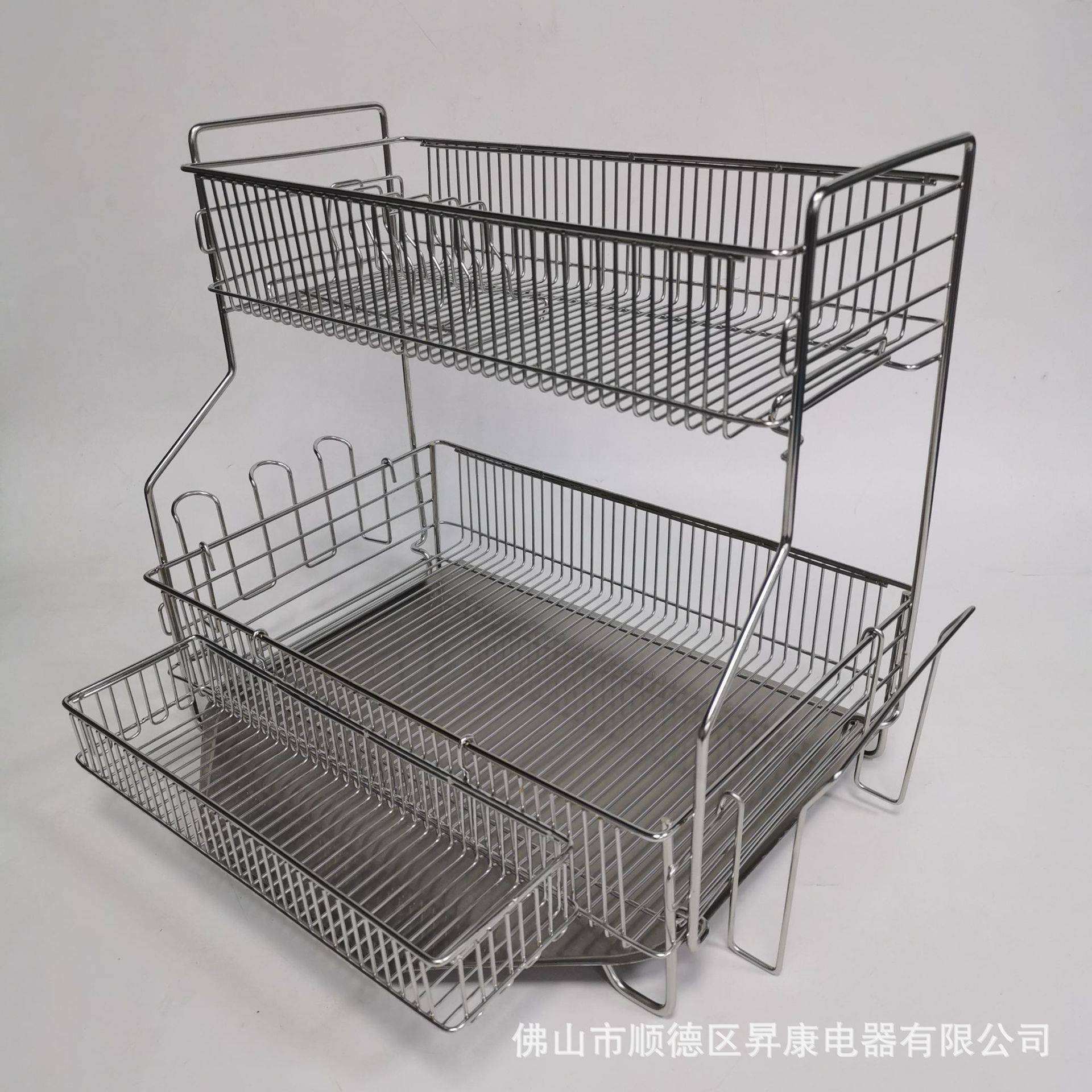 韩式新款双层碗筷餐具收纳滤水架厨房置物架可拆装不锈钢沥水碗架