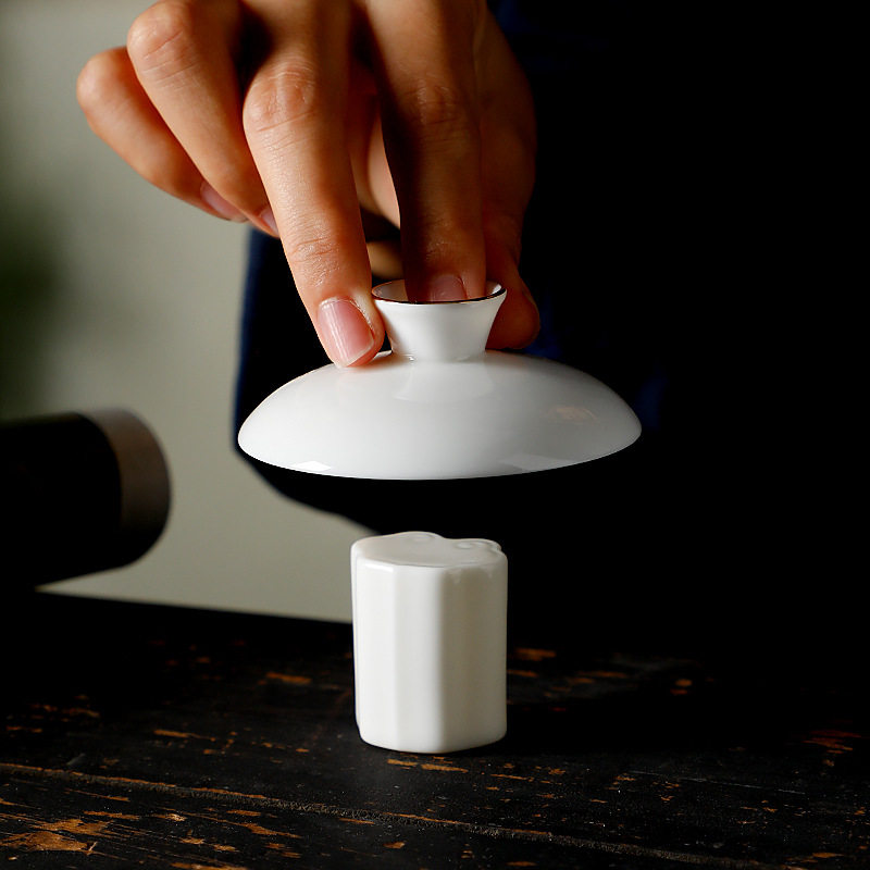 羊脂玉盖置紫砂茶壶青花盖碗盖子配盖托功夫茶道零配