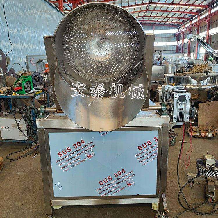 全自动鸭货卤煮锅 自动进料出料鸭架鸭脖翻筐锅 可倾斜熬粥夹层锅