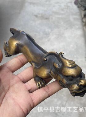 仿古龙摆件工XUR艺家居厅桌面螭装饰工艺客品铜貔貅笔品架