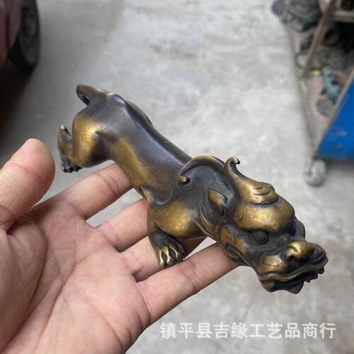 仿古龙摆件工XUR艺家居厅桌面螭装饰工艺客品铜貔貅笔品架