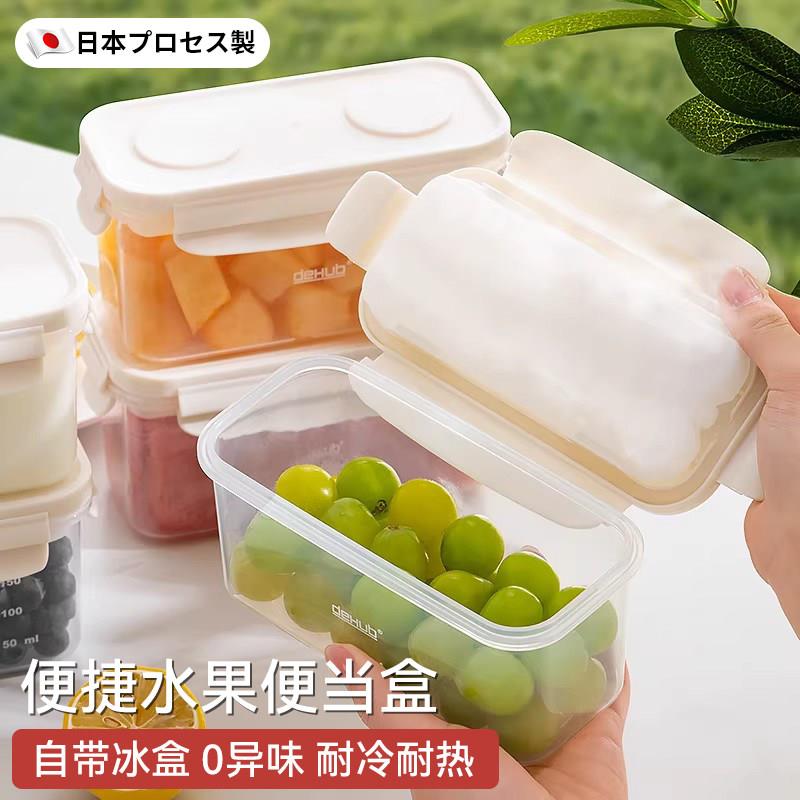 日本保鲜冰盒便携外带保鲜盒水果便当盒子户外小冰箱冰格冷藏密封