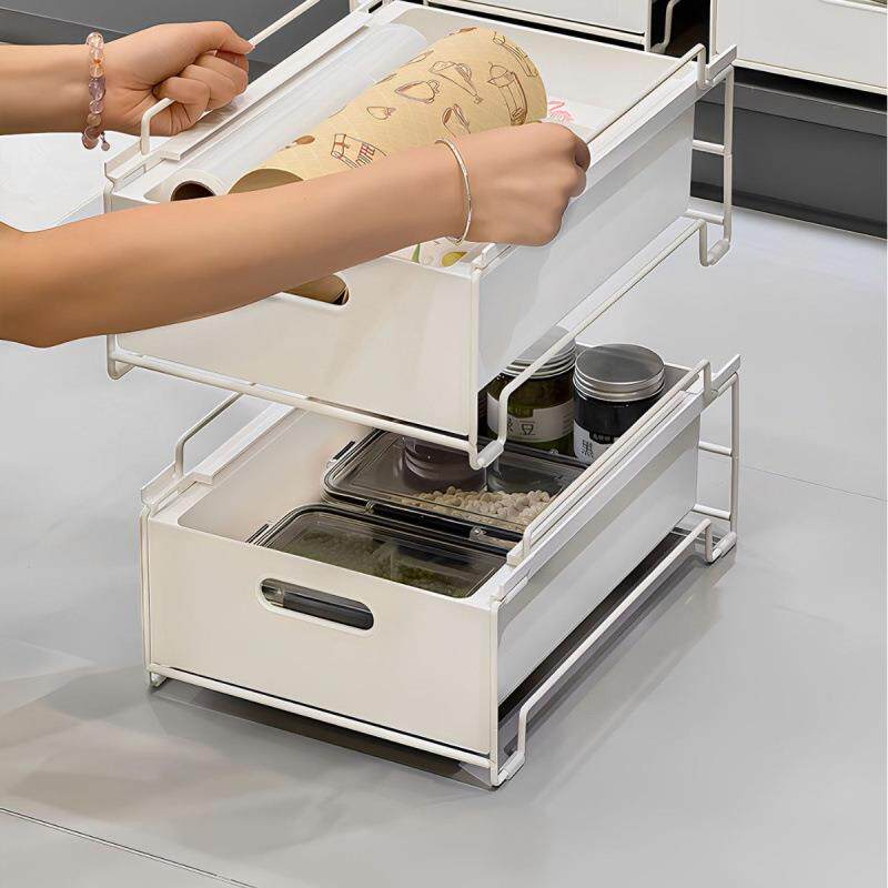 厨房调料品置物架2026新款抽拉式多功能调味料收纳架碗筷锅具支架