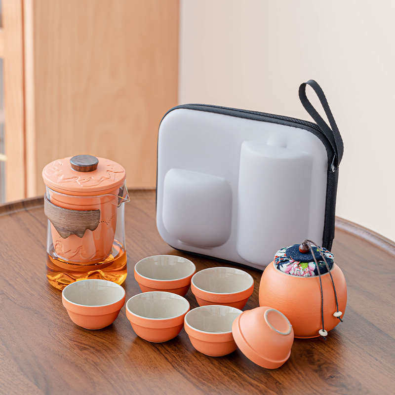 商务礼品茶杯功夫壶户玻璃杯茶具外快旅行日式装客小套便携式泡茶