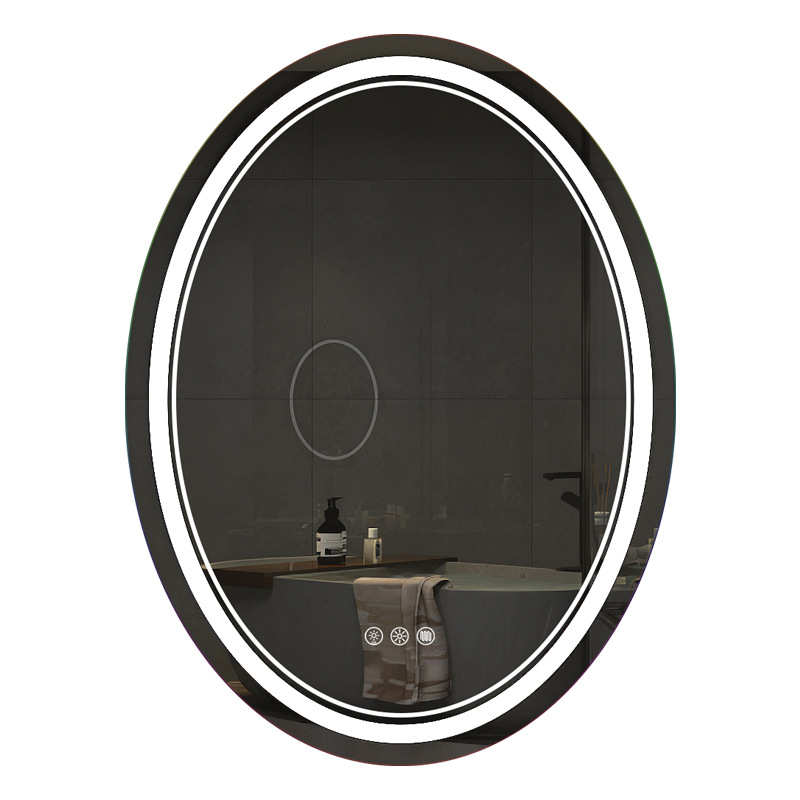 椭圆智能镜RGB背光不锈钢调节灯光北欧风3挡无极光防水驱动镜子