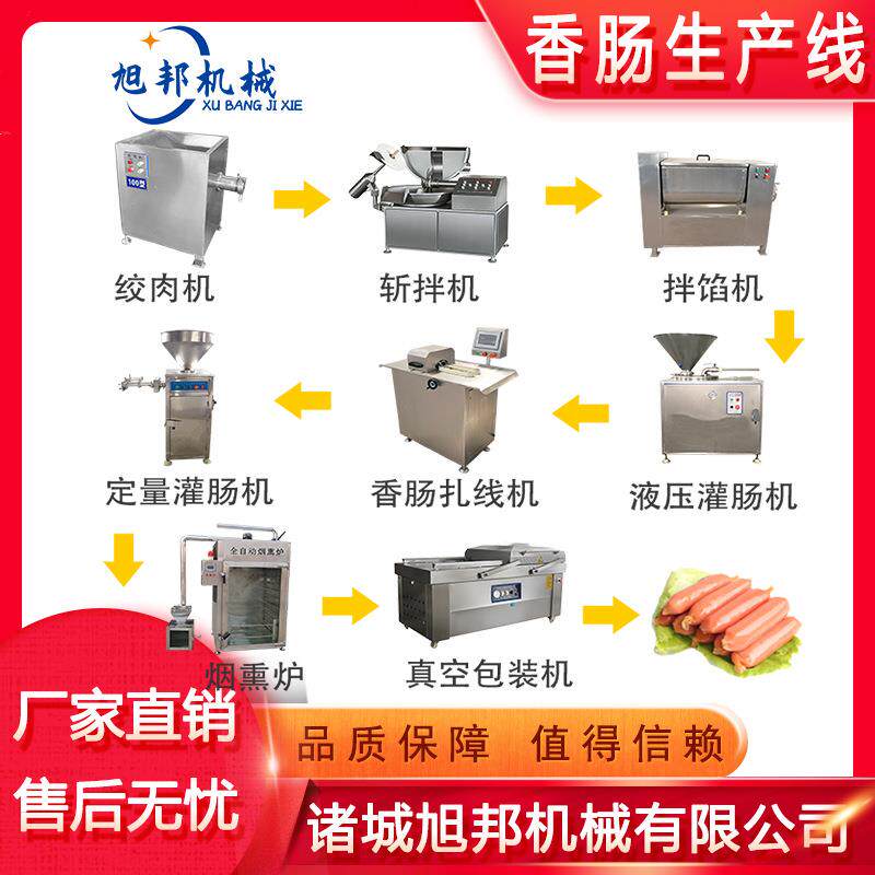 肉片腊肠生产线鱼肉肠加工设备热狗肠成套设备红肠老火腿生产线