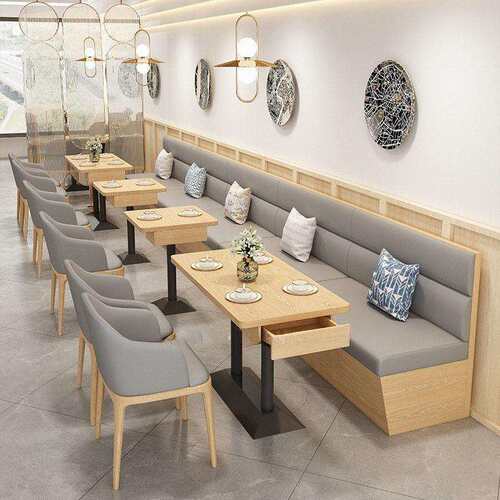简约餐厅卡座沙发奶茶店茶楼餐饮小吃店面馆学校员工食堂实木桌椅