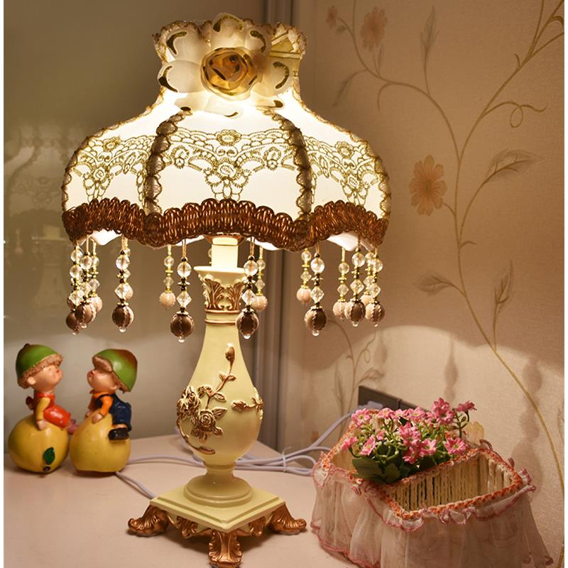 高档欧式室床温头灯公主浪漫田园结控婚礼品卧可调光婚房馨遥复古