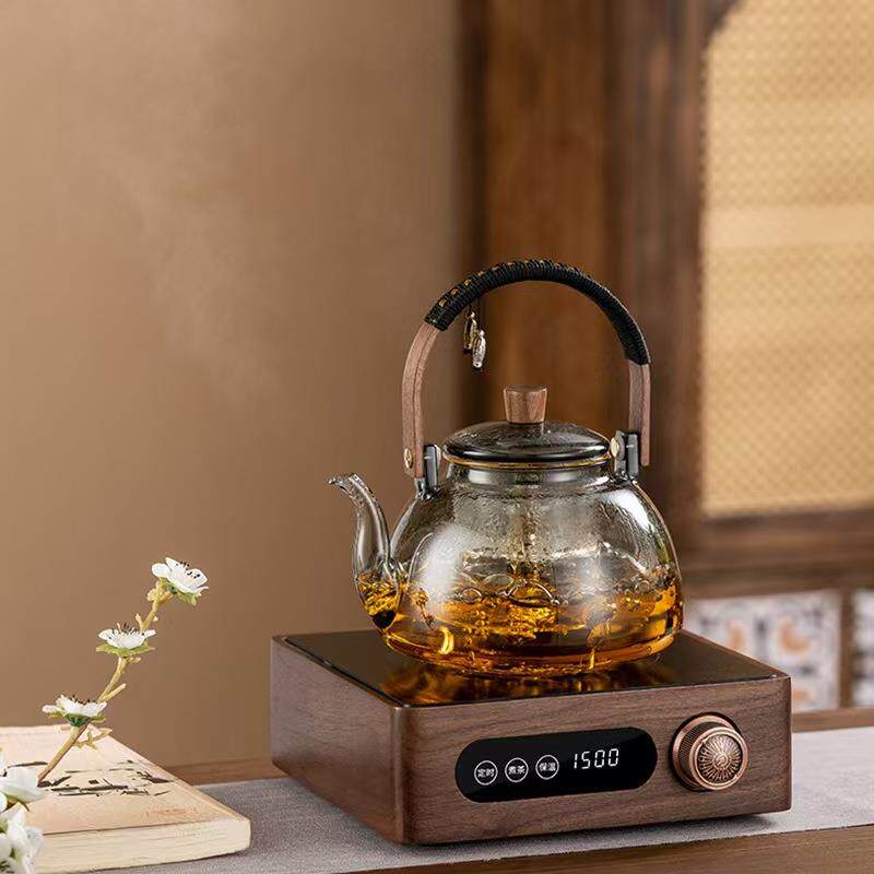 北美J2黑胡桃实木陶电套陶炉1500W电陶炉茶壶功装大率煮茶电炉