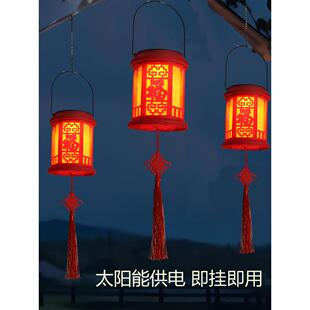 新年户外灯笼2026新款太阳能福字灯笼春节家用庭院小灯笼挂树彩灯