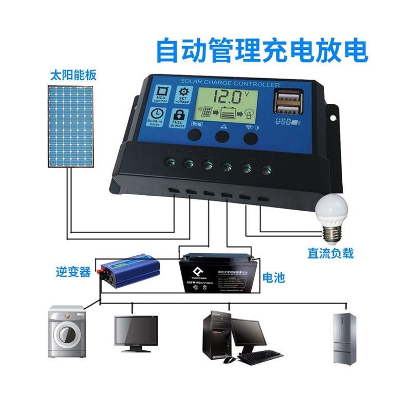 太阳能光伏板充电控制器12v24v36v48v伏自动转换小型发电降压