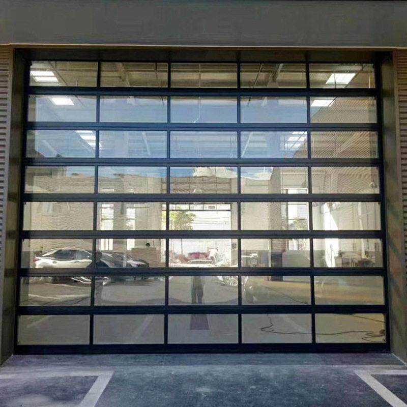 铝合金防风透明车库门4S店透视门电动提升门别墅车库门透视门