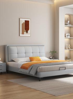 轻风米简奢现代单人双人床小户型儿童床1.51.81016#约米实木软包