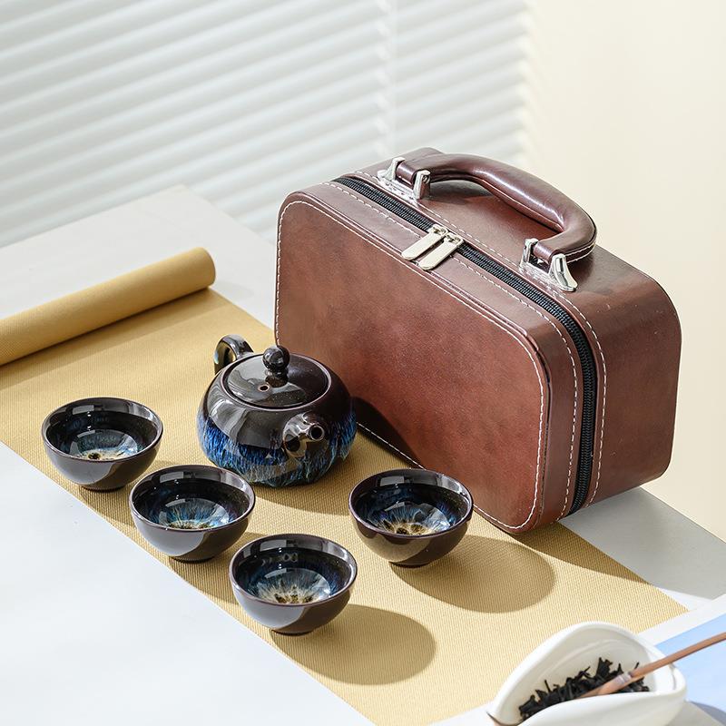 功夫旅行茶具套装天目釉窑变商务房地产伴手活动礼品可印logo