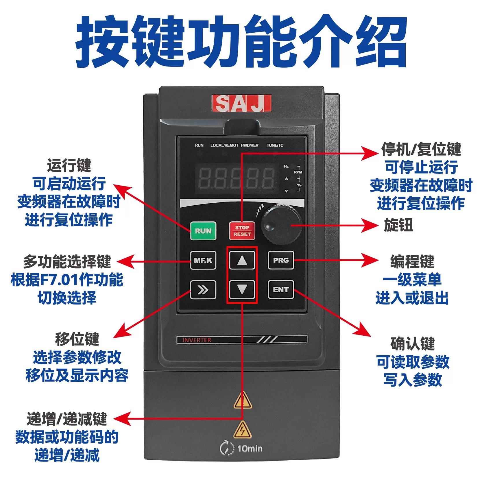 SAJ三晶变频器 VM1000B 8000B系列重载0.75K-160K可开专票