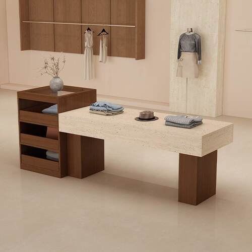 服装店中岛桌展示台商场装饰品储物柜女装店中间摆放陈列柜流水台