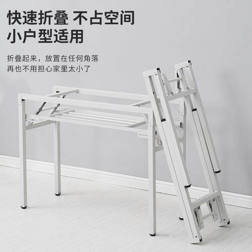 加厚折叠桌架子双层加固桌架黑色简易架子白色铁架铁艺弹簧架桌腿