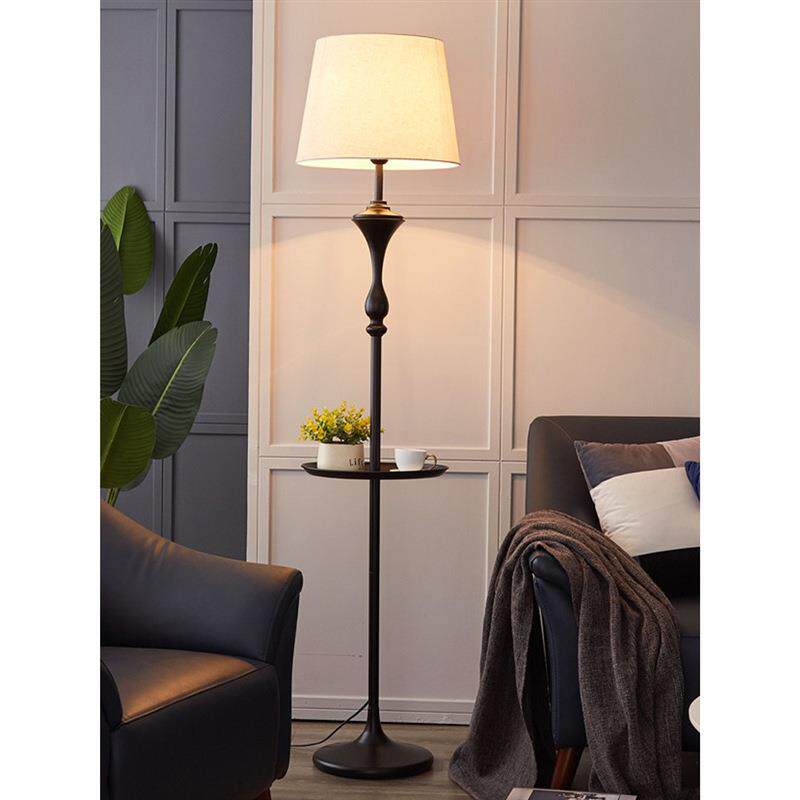 带置物架茶几一体落地灯客厅沙发旁边角落装饰美式复古立式台灯