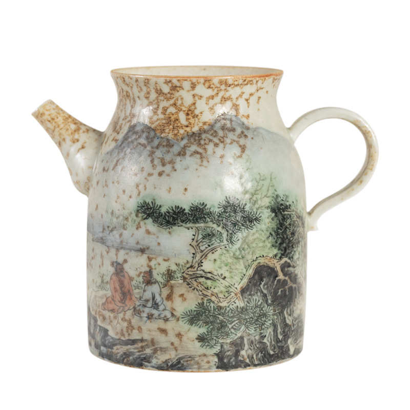 仿古手绘粉彩人文山水陶瓷泡茶壶景德镇功夫茶具复古茶壶