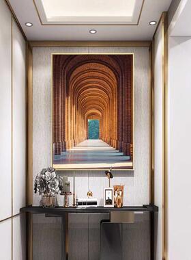 轻餐厅装饰画现代壁画玄关画沙发墙简约酒店背景挂画奢橙色样板房