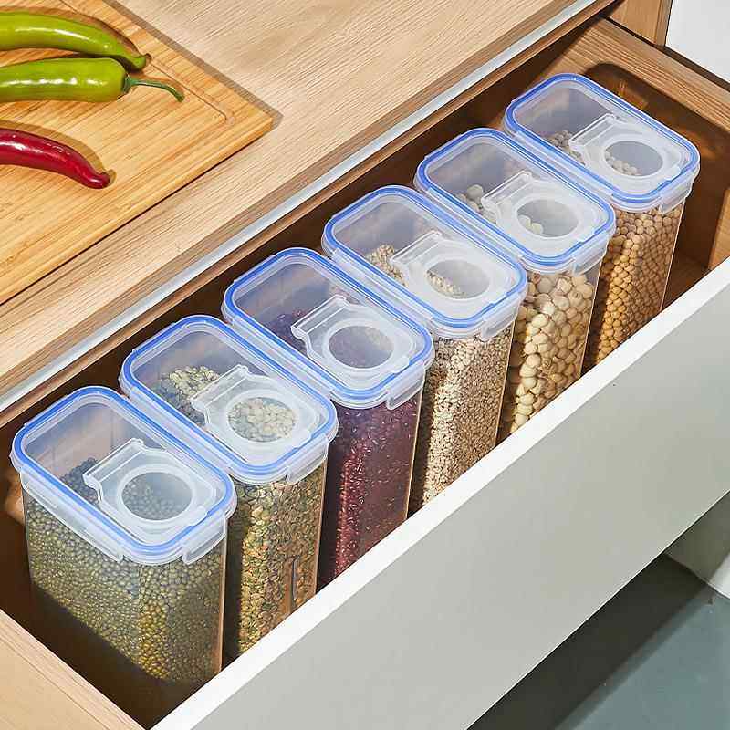 五谷杂粮储物罐食物收纳盒长方形冰箱保鲜盒翻盖食品级塑料密封罐