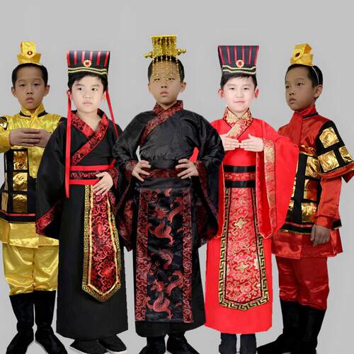 儿童古装汉服男孩晏子使楚春秋战国秦汉朝楚帝王大臣话剧演出服装