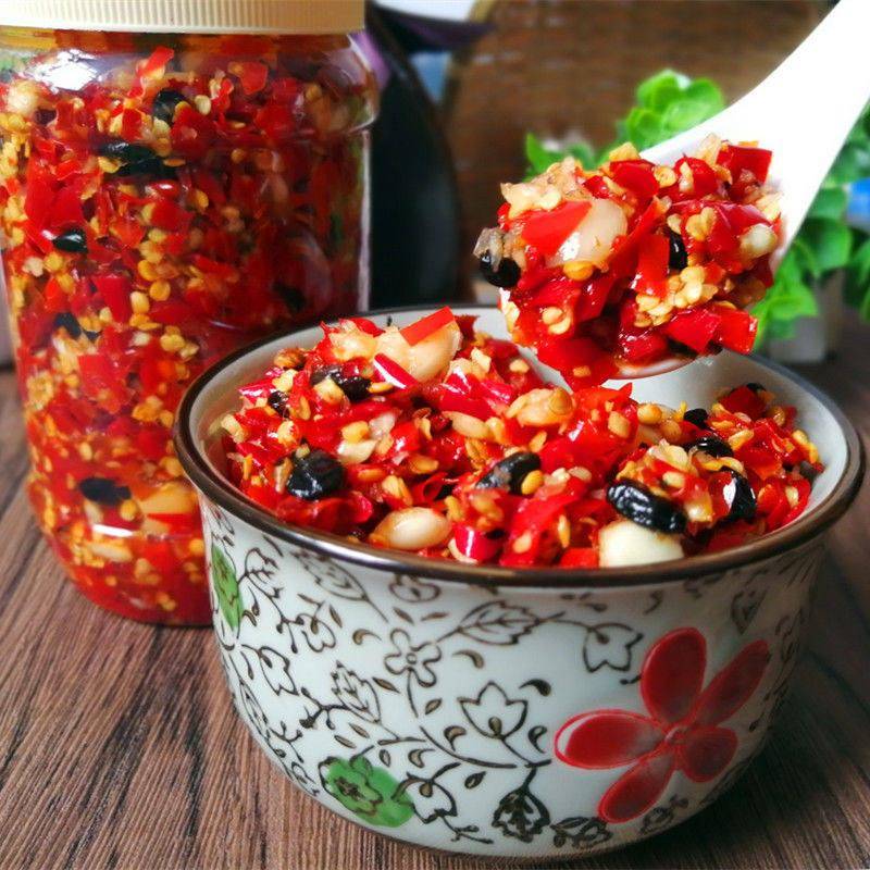 江西宜春农家制作现剁辣椒酱 豆豉蒜香剁辣椒 特辣下饭拌面500克