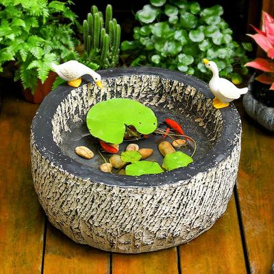 庭院小花园阳台鱼池造景摆件户外鱼缸仿石槽水景观小院天台布置