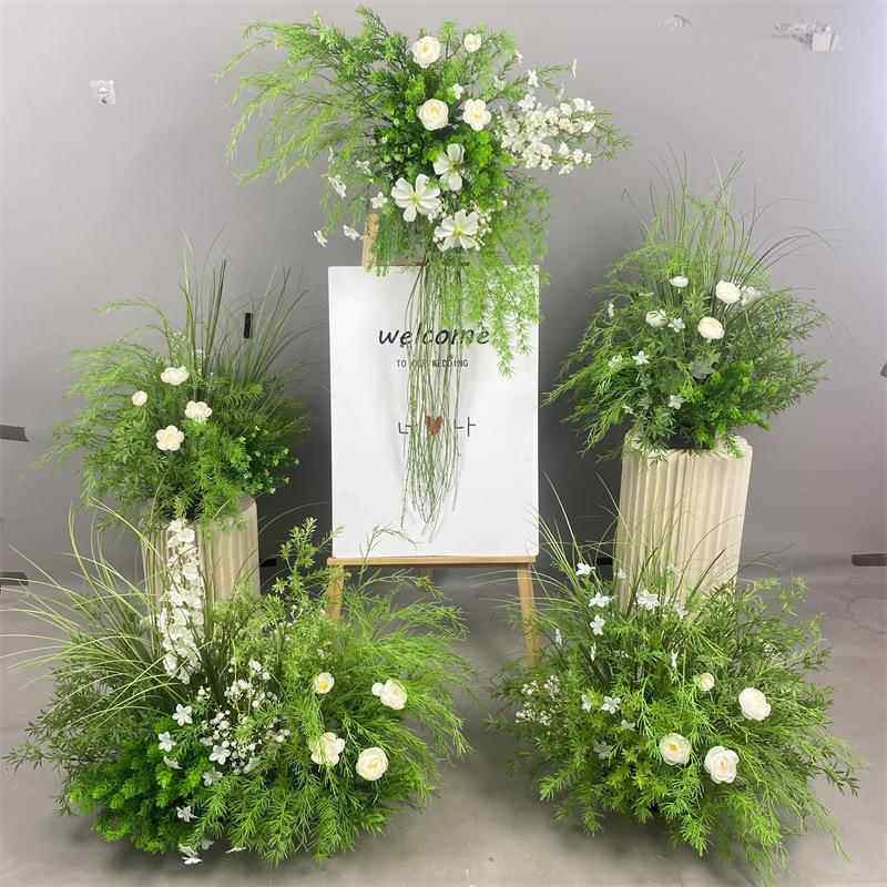 造景花艺地排花森系婚礼场景橱窗布置婚庆路引仿真花绿植装饰假花