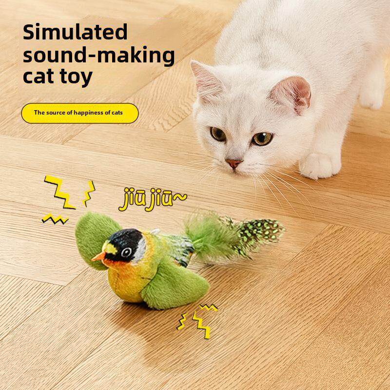 日本猫玩具声音羽毛鸟小猫咀嚼特别玩具自我愉悦解闷有趣的猫棒宠