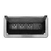 铝合金 集成电源模块多媒体台面接口信息盒 面板毛刷翻盖桌面插座