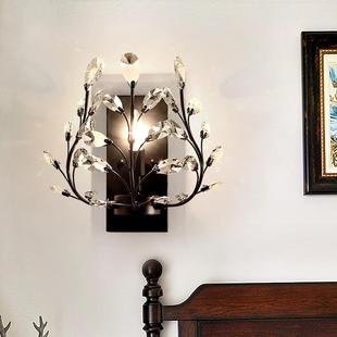 式 客厅卧室床墙灯创意复头古铁艺壁蜡烛水晶 美乡374村单头灯欧式