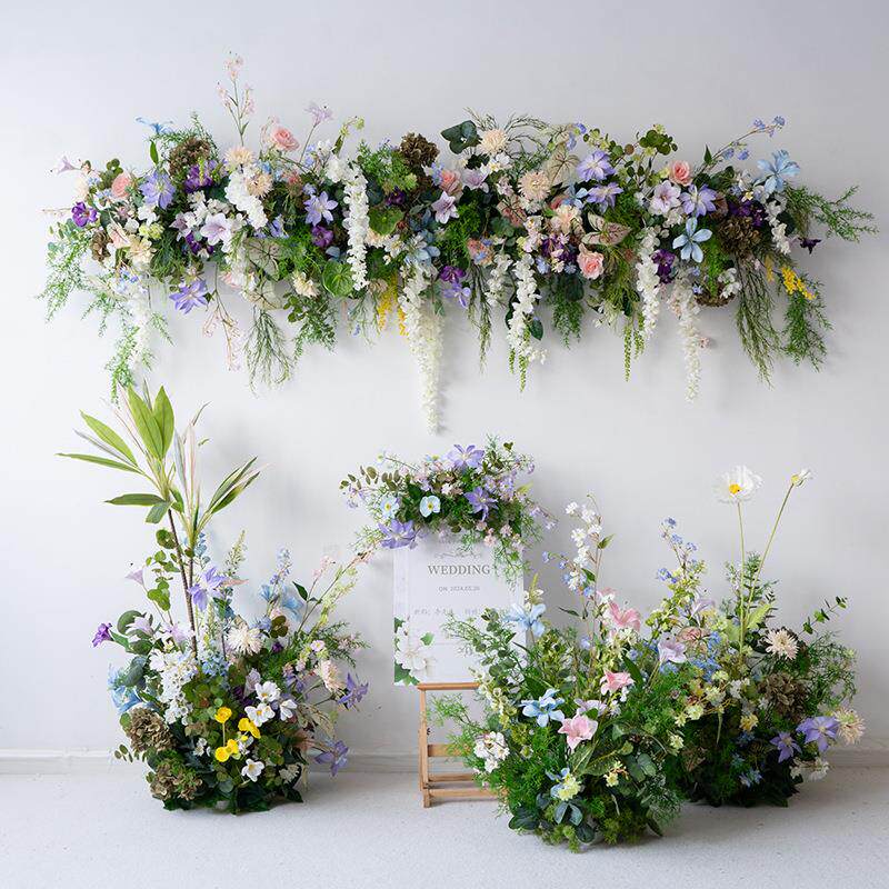 莫奈花园森系装饰仿真花艺 墙面背景壁挂橱窗店面活动布置仿真花