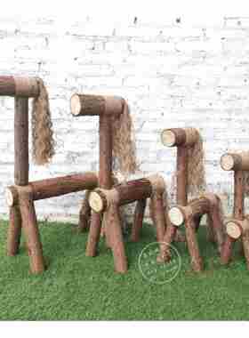 创意木马，实木手工小木马造型，景观装饰道具，田园风格森林系列