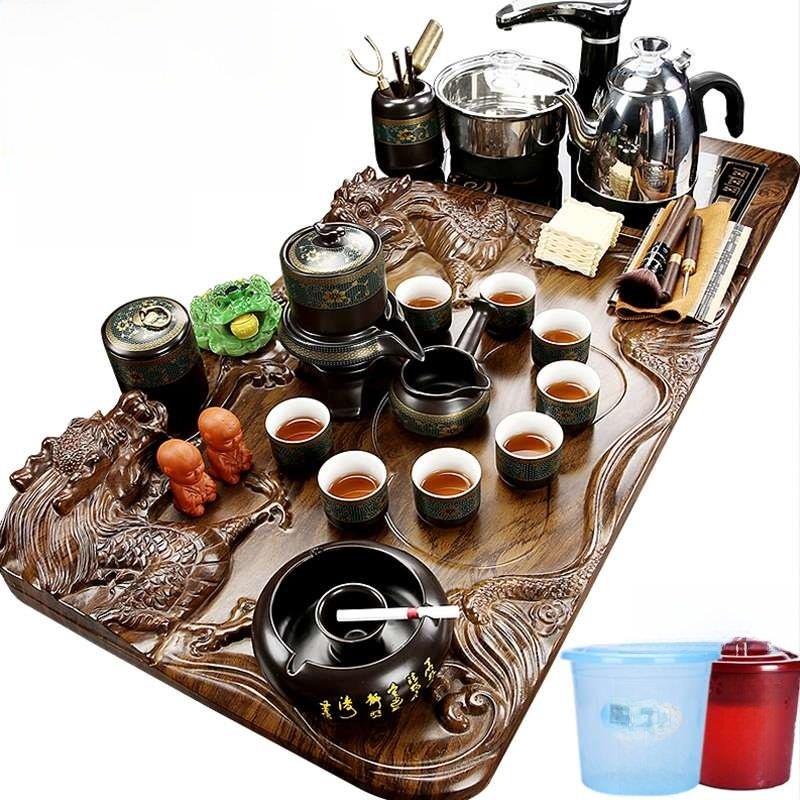 茶具套装家用客厅整套全自动上水一体功夫泡茶台烧水壶茶盘简约