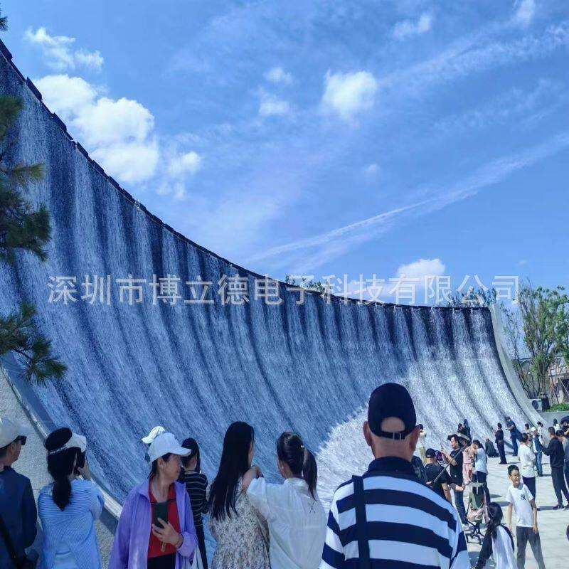 景点户外迪拜同款盐官湖水幕人造瀑布潮汐造浪网红数控水幕墙
