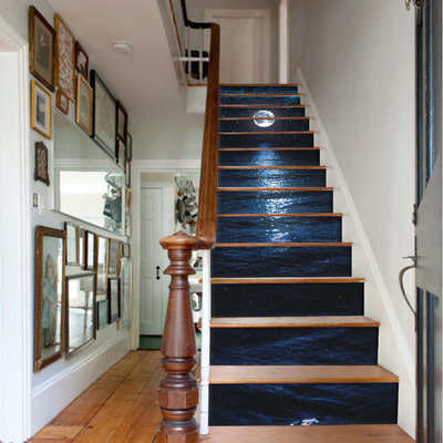 巨创货源PVC贴纸3D自粘13片楼梯贴 墙贴  客厅装饰 海面月亮