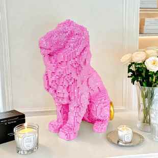 热卖 洒金物积木姿招财狮子轻奢摆新件家居布置好橱RYX窗树坐脂 款